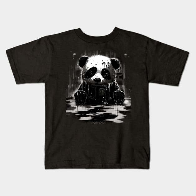 Sad Panda 1 Kids T-Shirt by ArtWearSplash